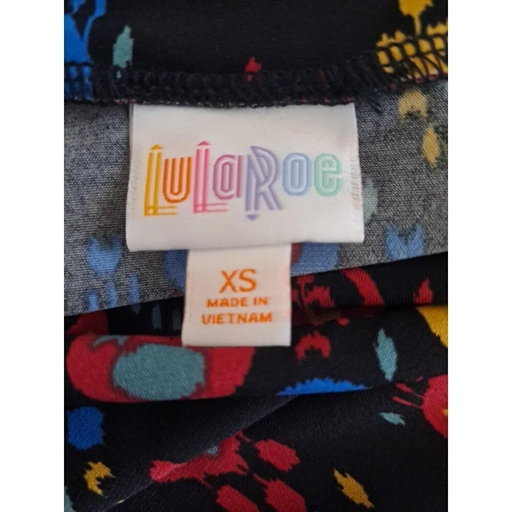 Lularoe Womens XS (4-6) Maxi Skirt Black Slinky Stretch Multicolor Art Print